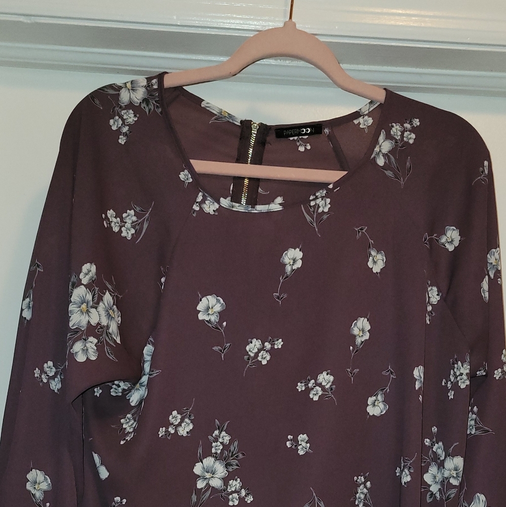 Papermoon Floral Blouse - Deep Purple Size XL